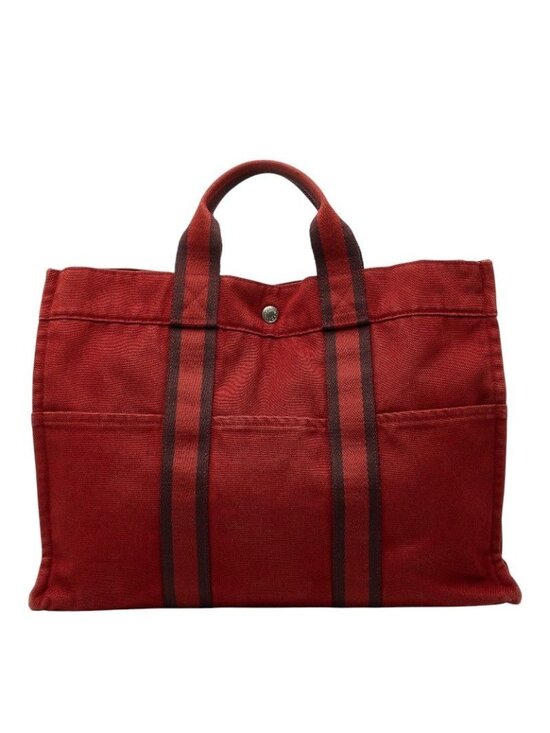 Hermes Handbags - Hermes Fourre Tout MM Tote Red Canvas